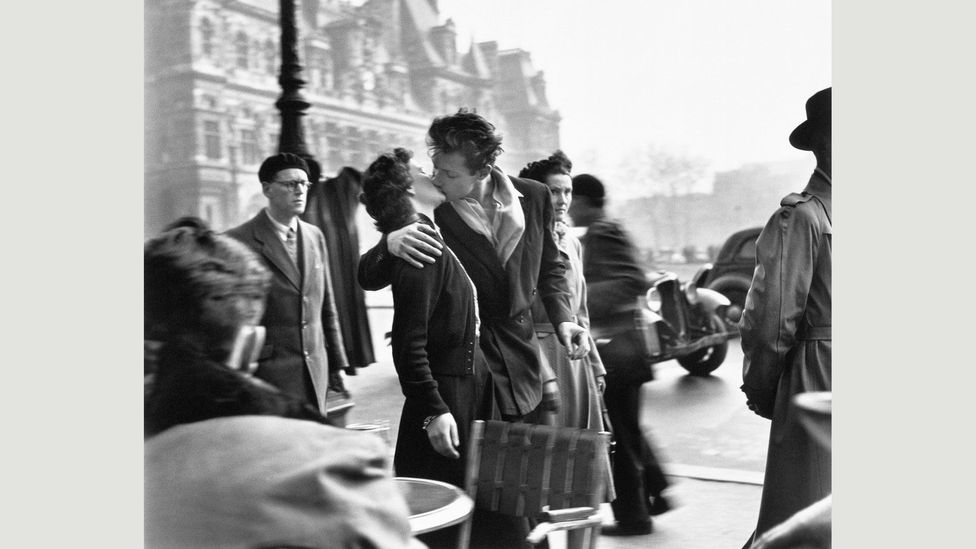 The Kiss is a suspended moment whose beauty is known only to the lovers and the photographer (Credit: Atelier Robert Doisneau, 2016)